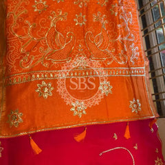 PURE UPADA SILK LEHERIYA MANDANA WORK SAREE