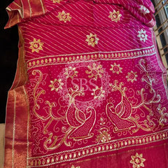 PURE UPADA SILK LEHERIYA MANDANA WORK SAREE