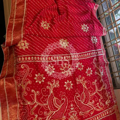 PURE UPADA SILK LEHERIYA MANDANA WORK SAREE