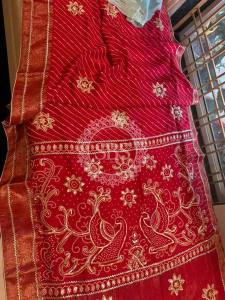 PURE UPADA SILK LEHERIYA MANDANA WORK SAREE