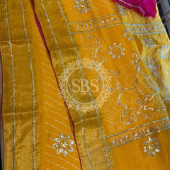 PURE UPADA SILK LEHERIYA MANDANA WORK SAREE