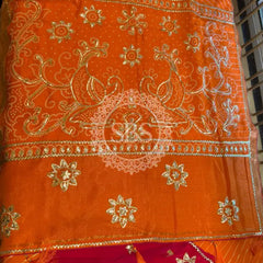 PURE UPADA SILK LEHERIYA MANDANA WORK SAREE