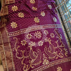 PURE UPADA SILK LEHERIYA MANDANA WORK SAREE