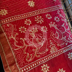 PURE UPADA SILK LEHERIYA MANDANA WORK SAREE