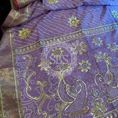 PURE UPADA SILK LEHERIYA MANDANA WORK SAREE