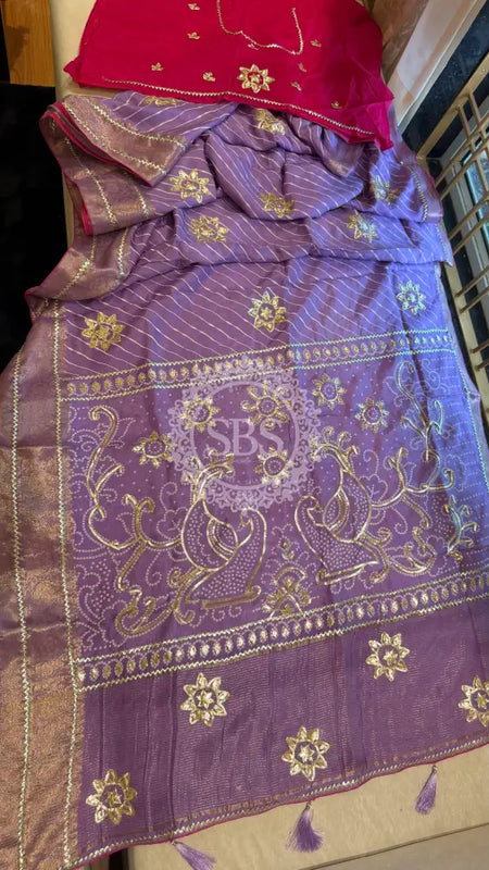 PURE UPADA SILK LEHERIYA MANDANA WORK SAREE