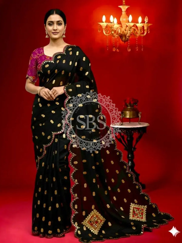 Pure Upada Silk saree Black / Free Size