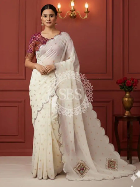 Pure Upada Silk saree Off White / Free Size