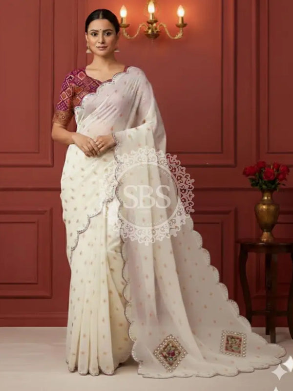 Pure Upada Silk saree Off White / Free Size