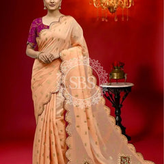 Pure Upada Silk saree Peach / Free Size