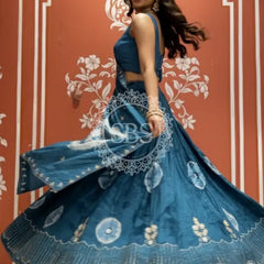 Pure Upada silk tie and die handwork Lehenga with pure organza dupatta