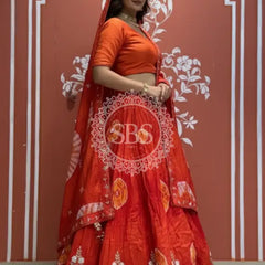 Pure Upada silk tie and die handwork Lehenga with pure organza dupatta