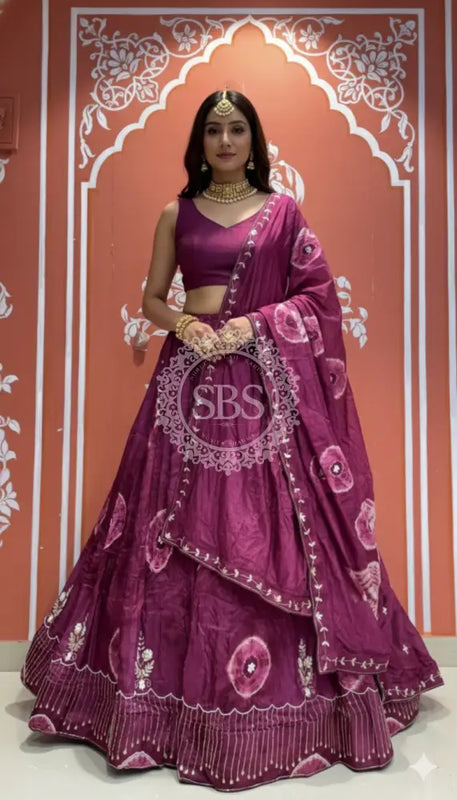 Pure Upada silk tie and die handwork Lehenga with pure organza dupatta