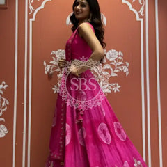 Pure Upada silk tie and die handwork Lehenga with pure organza dupatta