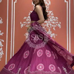 Pure Upada silk tie and die handwork Lehenga with pure organza dupatta