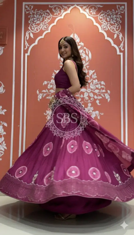 Pure Upada silk tie and die handwork Lehenga with pure organza dupatta