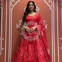 Pure Upada silk tie and die handwork Lehenga with pure organza dupatta