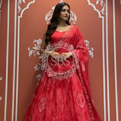 Pure Upada silk tie and die handwork Lehenga with pure organza dupatta