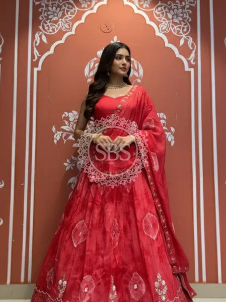 Pure Upada silk tie and die handwork Lehenga with pure organza dupatta