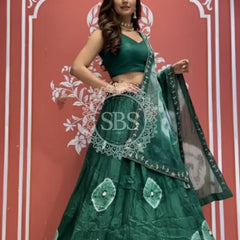 Pure Upada silk tie and die handwork Lehenga with pure organza dupatta