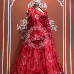 Pure Upada silk tie and die handwork Lehenga with pure organza dupatta