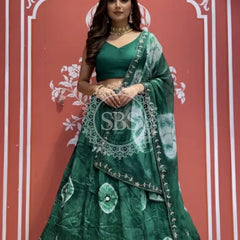 Pure Upada silk tie and die handwork Lehenga with pure organza dupatta