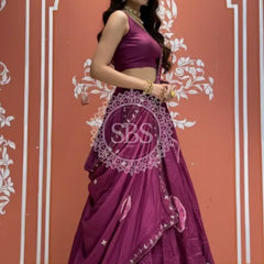 Pure Upada silk tie and die handwork Lehenga with pure organza dupatta