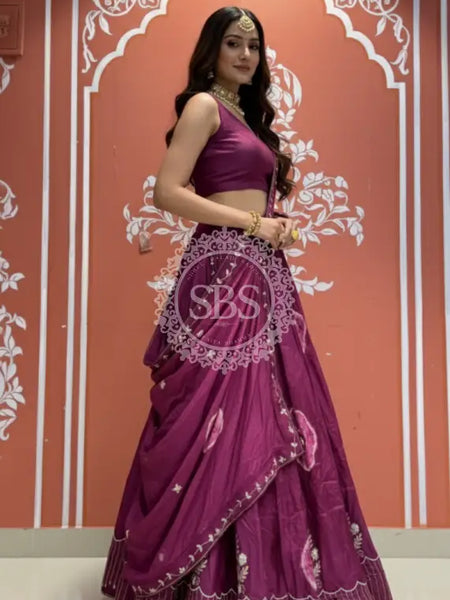 Pure Upada silk tie and die handwork Lehenga with pure organza dupatta