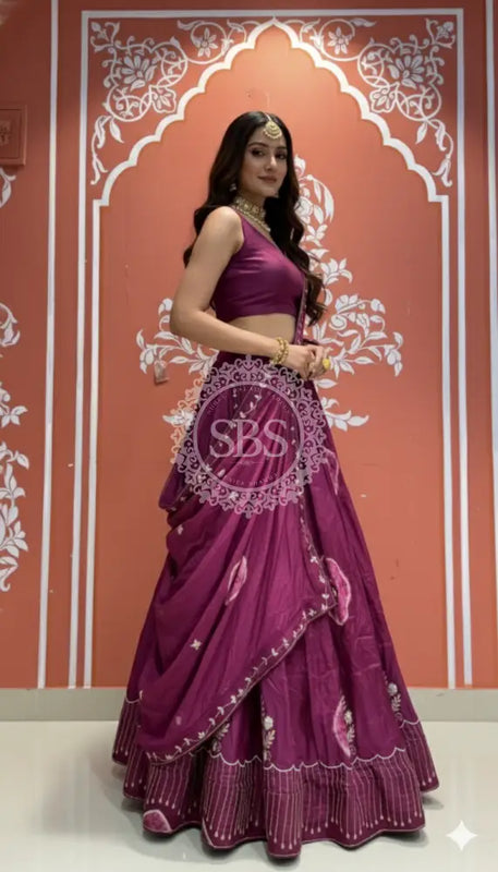 Pure Upada silk tie and die handwork Lehenga with pure organza dupatta
