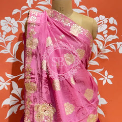 PURE UPADA SILK PURE ZARDOZI HANDWORK GOTA PATTI LEHENGA Purple & Pink / Free Size