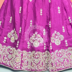PURE UPADA SILK PURE ZARDOZI HANDWORK GOTA PATTI LEHENGA Purple & Pink / Free Size