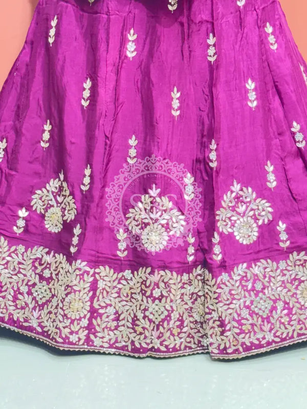 PURE UPADA SILK PURE ZARDOZI HANDWORK GOTA PATTI LEHENGA Purple & Pink / Free Size