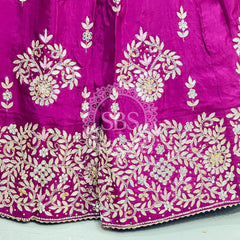 PURE UPADA SILK PURE ZARDOZI HANDWORK GOTA PATTI LEHENGA Purple & Pink / Free Size