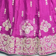 PURE UPADA SILK PURE ZARDOZI HANDWORK GOTA PATTI LEHENGA Purple & Pink / Free Size