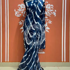 PURE VISCOS GEORGETTE LEHERIYA SAREE Blue / Free Size