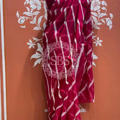 PURE VISCOS GEORGETTE LEHERIYA SAREE Maroon / Free Size