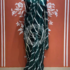 PURE VISCOS GEORGETTE LEHERIYA SAREE Olive / Free Size