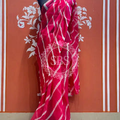 PURE VISCOS GEORGETTE LEHERIYA SAREE Pink / Free Size