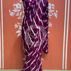 PURE VISCOS GEORGETTE LEHERIYA SAREE Purple / Free Size