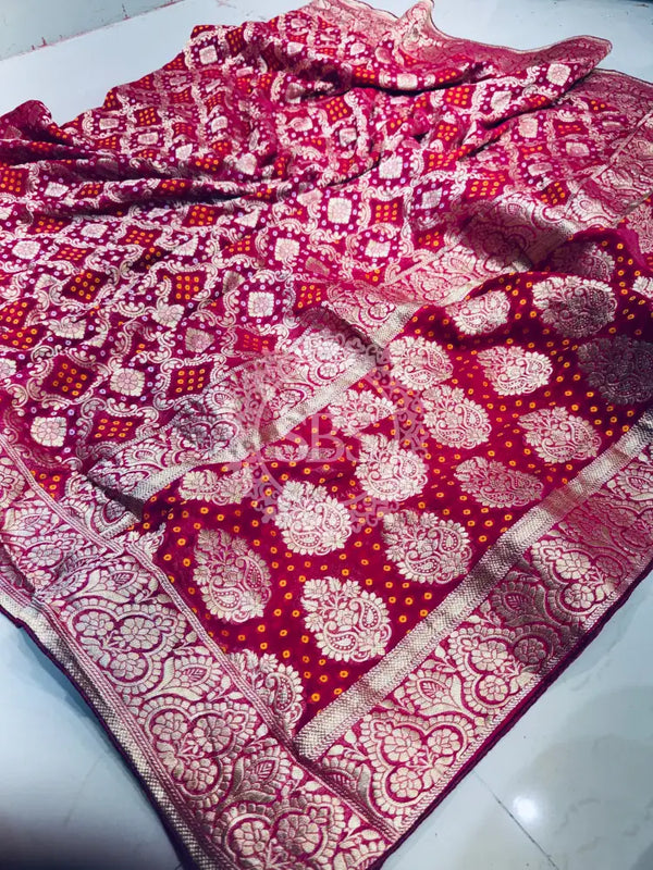 PURE VISCOS KHADDI GEORGETTE DUPATTA Rani Pink
