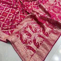 PURE VISCOS KHADDI GEORGETTE DUPATTA Rani Pink