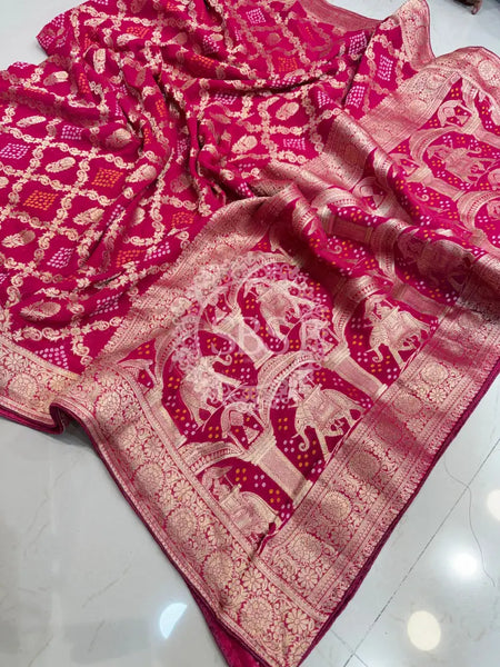 PURE VISCOS KHADDI GEORGETTE DUPATTA Rani Pink