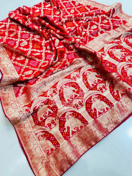 PURE VISCOS KHADDI GEORGETTE DUPATTA Red