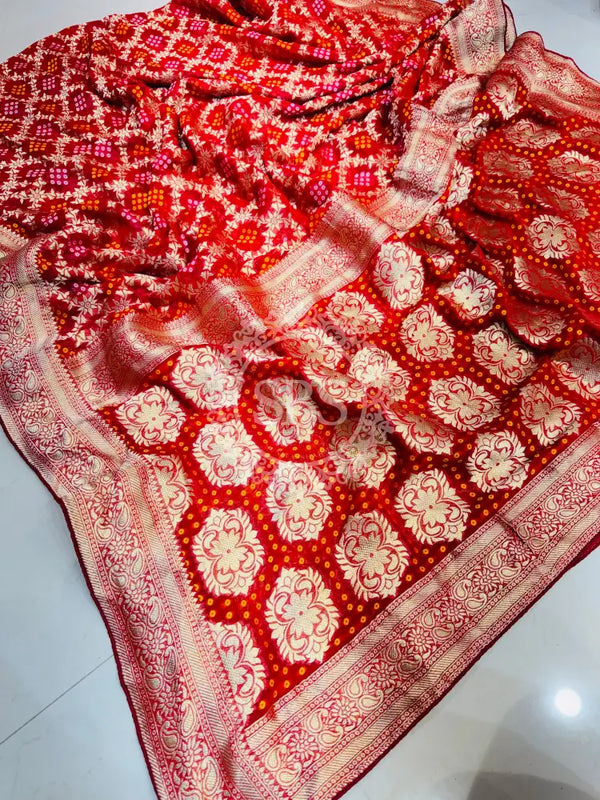 PURE VISCOS KHADDI GEORGETTE DUPATTA Red