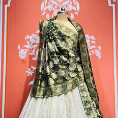 PURE VISCOS KHADDI GEORGETTE DUPATTA WITH TISSUE LEHENGA