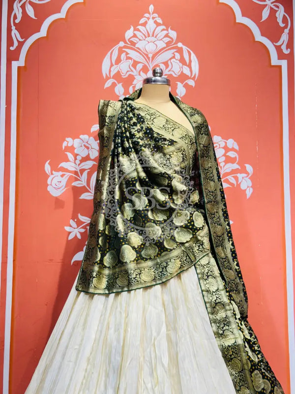 PURE VISCOS KHADDI GEORGETTE DUPATTA WITH TISSUE LEHENGA