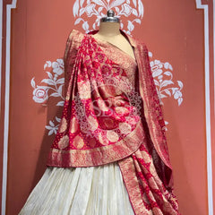 PURE VISCOS KHADDI GEORGETTE DUPATTA WITH TISSUE LEHENGA
