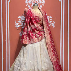 PURE VISCOS KHADDI GEORGETTE DUPATTA WITH TISSUE LEHENGA