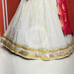 PURE VISCOS KHADDI GEORGETTE DUPATTA WITH TISSUE LEHENGA
