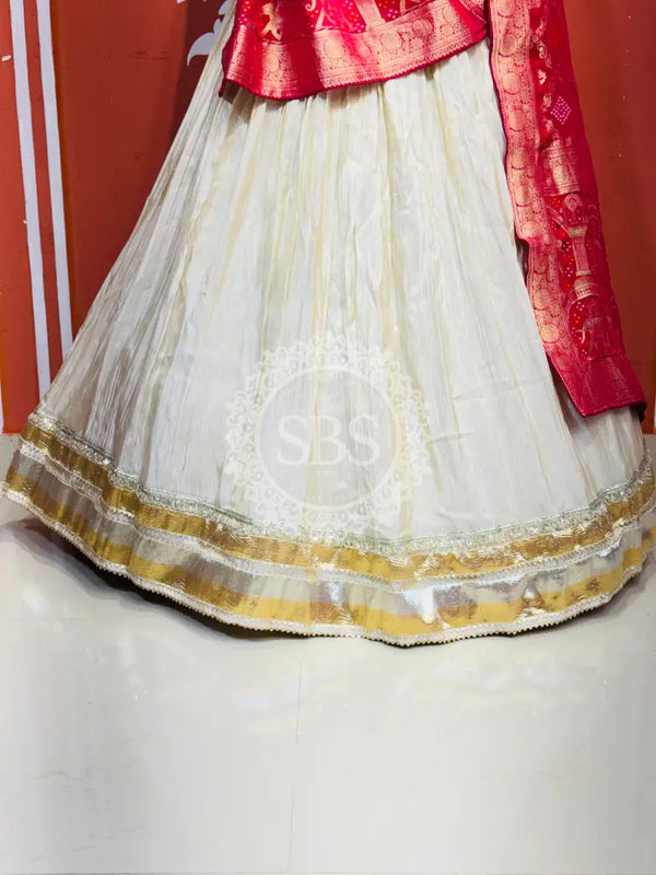 PURE VISCOS KHADDI GEORGETTE DUPATTA WITH TISSUE LEHENGA